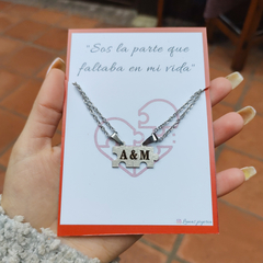 Collares rompecabezas con grabado personalizado - comprar online