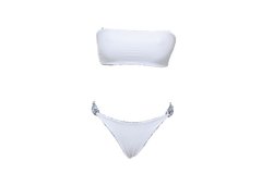 Bikini Bandeau Drape Pizzi Bianco e Nero en internet