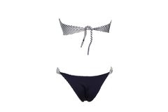 Bikini Bandeau Metal Drape Stripes Black - Cuore di Mare Brazilian Bikini