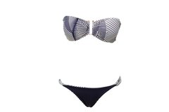 Bikini Bandeau Metal Drape Stripes Black na internet