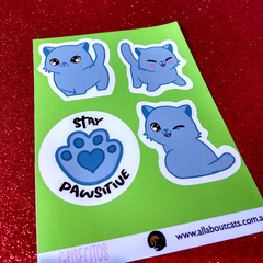 Plancha de Stickers: Gato Gris