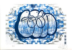 " Trauape Azul " Gravura do Artista - Ricardo " kaur " - comprar online