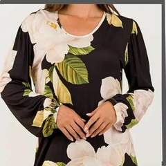 CAMISOLA MAXI FLORAL MANGA LONGA VISCOLYCRA - comprar online