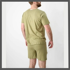 Pijama Masculino Curto Verde Clássico Malha - comprar online