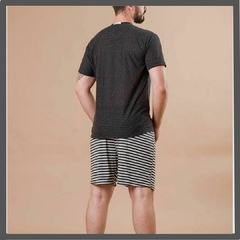 Pijama Masculino Curto Preto Aço Viscolycra - comprar online