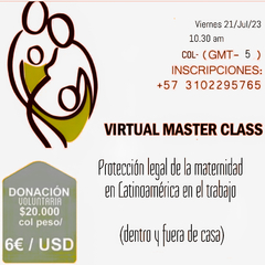 Virtual Master Class Abg. Valeria Calderón. Jueves28/Ene/ 4 P.M.GMT-5. "Evidencia sobre la necesidad de contacto de los bebés".