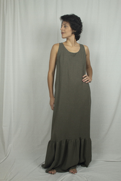 Vestido longo babado