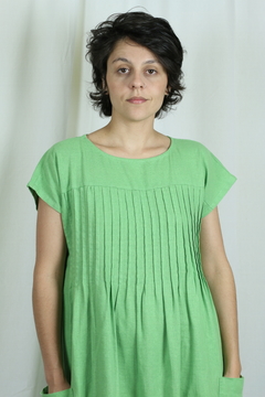 Vestido Preguiado - Roupas femininas de linho | Loja Jane Oliveira