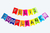 Banderín Feliz Cumpleaños Multicolor con letras Plateadas