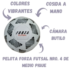 PACK X 10 UNIDADES BLANCAS - PELOTAS FUTSAL NRO. 4 MEDIO PIQUE - FORZA FUTSAL - - FORZA