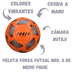 PACK X 3 UNIDADES NARANJAS - PELOTAS FUTSAL NRO. 4 MEDIO PIQUE - FORZA FUTSAL - - comprar online