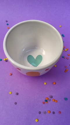 Bowl mediano amarillo con corazón aqua - tienda online