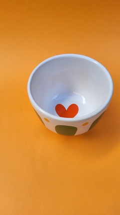 Bowl mediano verde hoja con corazón naranja - Say Ilustracion