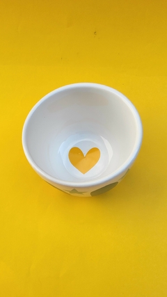 Bowl mediano verde con corazon amarillo - comprar online