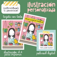 Ilustracion personalizada FELIZ CUMPLE (1 personaje)