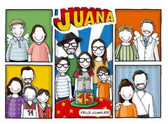 Ilustracion personalizada GRUPAL XL (hasta 15 personas) - tienda online