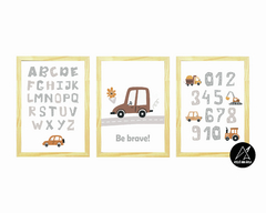 Quadros Infantis Alfabeto, Carro e Números - comprar online