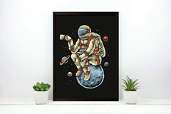 Quadro Astronauta tomando café