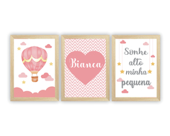 Quadros Infantis Balão Rosa E Frases personalizadas - comprar online