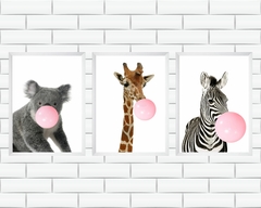 Quadros Coala, Zebra e Girafa com chiclete - comprar online