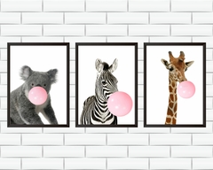 Quadros Coala, Zebra e Girafa com chiclete