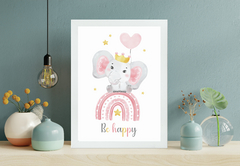 Quadro Infantil Elefante Be Happy