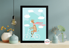 Quadro Girafa andando de bicicleta - comprar online