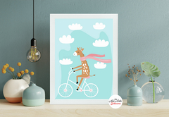Quadro Girafa andando de bicicleta