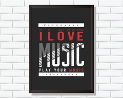 Quadro I love music - comprar online