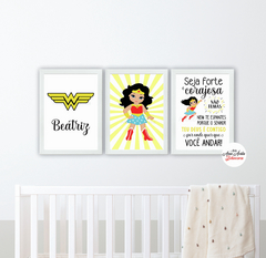 Quadros Super Heróis Baby Mulher Maravilha Seja Forte