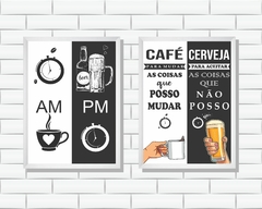 Kit Quadros Am Pm Café Cerveja - comprar online