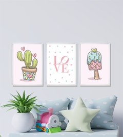 Quadros Cactos, Love e Sorvete - comprar online