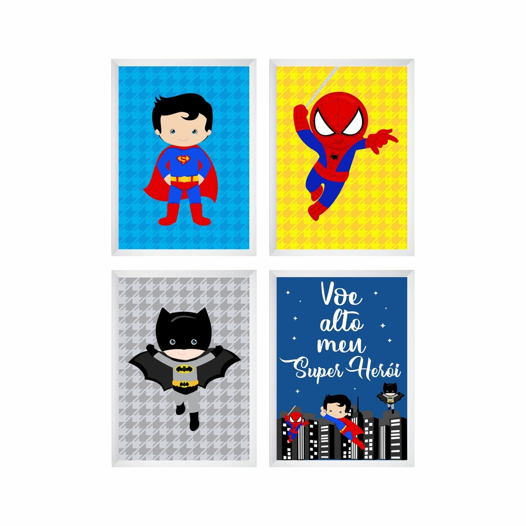 Quadro super heroi e menina bebe