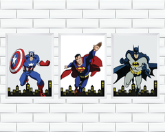 Quadros Super Heróis Batman, Capitão América e Superman - comprar online
