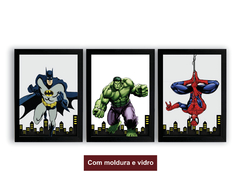 Quadros Super Heróis Batman, Hulk e Homem Aranha