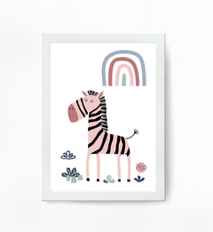 Quadro Infantil Zebra Rosa