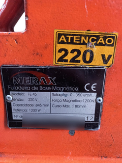 Furadeira De Base Magnética Merax Fe45 Mono 220 / -- 80341 - Celiza Máquinas