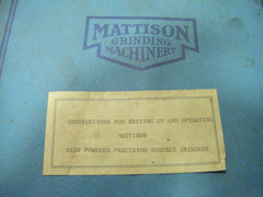 Manual Retifica Mattison -- 1388 - Celiza Máquinas
