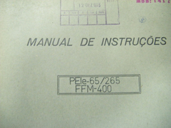 Manual  Prensa Mecânica Gráfica Pel 65/265 Ffm400 -- 0951 Cc - comprar online