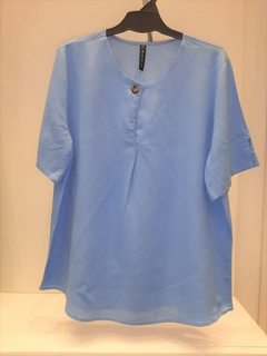 26525 blusa lino liso con botón - tienda online