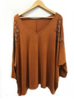 Remeron poncho de viscosa con tachitas en los hombros - comprar online