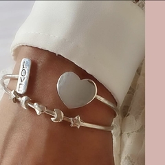 Pulsera esclava de plata Love corazon