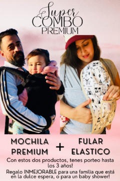 COMBO PREMIUM! FULAR ELASTICO + MOCHILA ERGO PREMIUM! IDEAL REGALO BABY SHOWER!