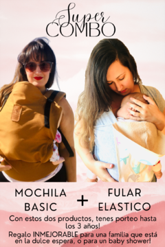 COMBO BASIC! FULAR ELASTICO + MOCHILA ERGO BASIC! IDEAL REGALO BABY SHOWER!