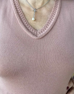 BS-0675D- Blusa básica tricot linha/elastano cor capuccino( rosa antigo) - comprar online