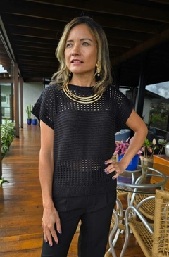 BS-0799- Blusa em tricot preta - comprar online