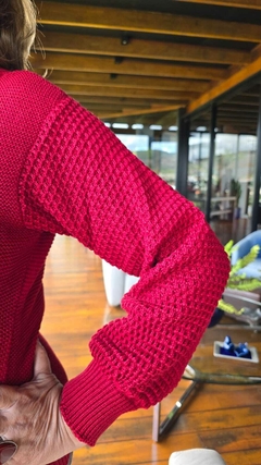 BS-0676- Blusa tricot linha, trabalhada losangos, vermelha - Kelch