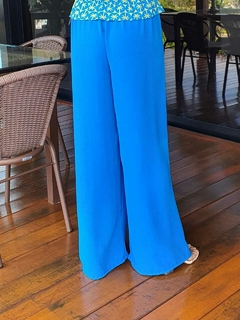 CA-0199 - calça pantalona tecido Duna azul Tiffany - comprar online