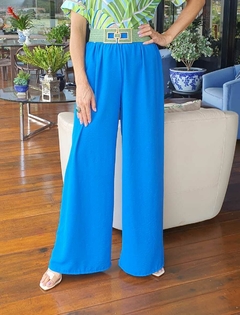 CA-0199 - calça pantalona tecido Duna azul Tiffany na internet
