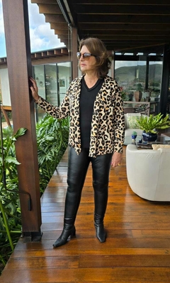 CA-0216- Calça legging preta de couro fake - comprar online